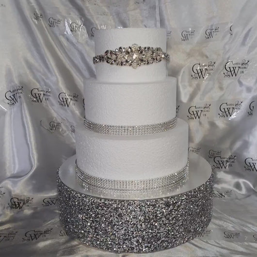 Silver Crystal Cake Stand | Rhinestone Wedding Cake Stand | Glam Wedding Decor | Sparkly Cake Display | Luxury Cake Stand