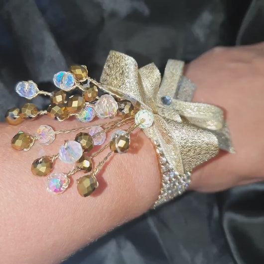 Crystal AB Boutonniere or Wrist Corsage: Silver Wedding Cuff