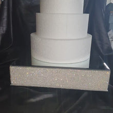 Load and play video in Gallery viewer, Crystal Rhinestone Cake Stand:Gold wedding cake base silver cake holder Diamante Mirror top
