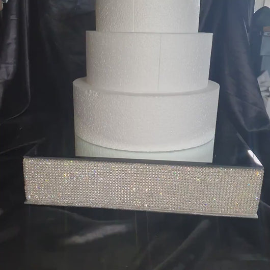 Crystal Rhinestone Cake Stand:Gold wedding cake base silver cake holder Diamante Mirror top