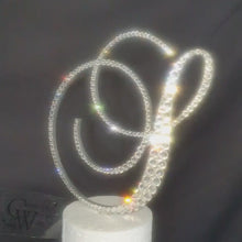 Load and play video in Gallery viewer, Swarovski Crystal Letter Cake Topper: 8" Rhinestone Monogram

