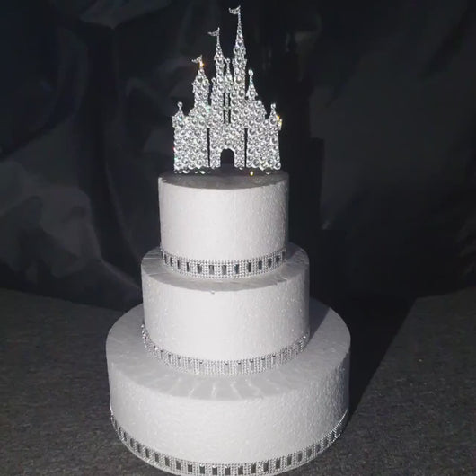 Castle Cake topper -large size, Swarovski crystal elements  - FAIRYTALE CASTLE design, Cake decoration by Crystal wedding uk