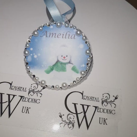 Personalised Christmas bauble, tree Decoration. first name hanging tree decor By Crystal Wedding UK