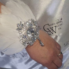 Load and play video in Gallery viewer, Feather Wrist Corsage: Vintage Rhinestone Brooch, 1920s Flapper Style
