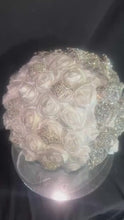 Load and play video in Gallery viewer, Crystal Brooch Wedding Bouquet: Handmade Fabric Flower Bridal Bouquet
