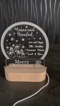 Load and play video in Gallery viewer, Personalised snow globe Christmas message led lampdecoration  any message  acrylic ornament gift, Christmas gift by Crystal wedding uk
