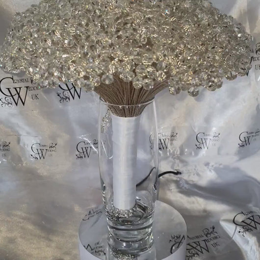 Clear Crystal Wedding Bouquet: Rose Gold Wire Bead Jewel Bouquet