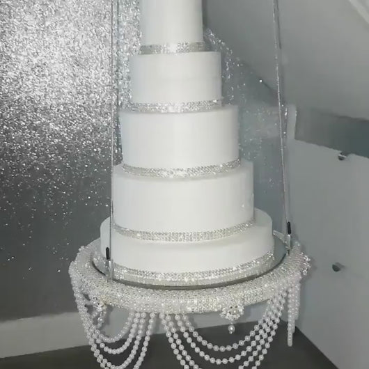 Hanging Cake Swing: Crystal & Pearl Wedding Cake Stand