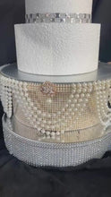 Load and play video in Gallery viewer, Wedding cake stand, Pearl Drape - round or square all sizes by Crystal wedding uk
