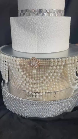 Wedding cake stand, Pearl Drape - round or square all sizes by Crystal wedding uk
