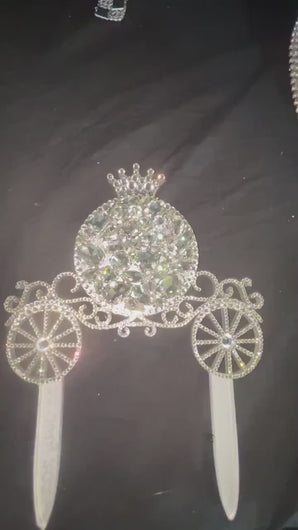 Crystal Carriage Cake Topper: Fairytale Wedding Decoration
