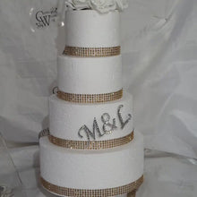 Load and play video in Gallery viewer, Swarovski Crystal Rhinestone Cake Fropper: Wedding Initial Monogram
