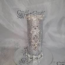 Load and play video in Gallery viewer, Rhinestone &amp; Pearl Wedding Bouquet Handle: Glam Crystal Bling Holder
