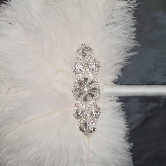 Ostrich Feather MINI Fan Bridesmaid bouquet - Feather hand fan Bouquet Great Gatsby wedding style 1920's -size  10" by CWUK