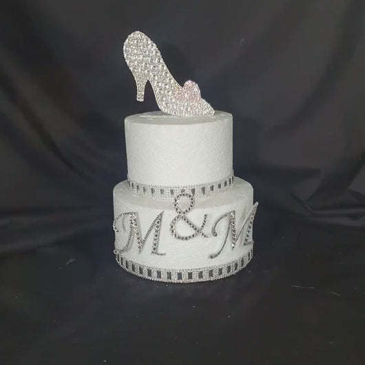 Glass Slipper Cake topper - Swarovski crystal elements  - FAIRYTALE princess shoe design, Cake decoration by Crystal wedding uk
