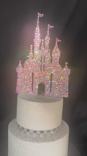 Luxury Swarovski Crystal Castle Cake Topper – Fairytale Wedding Cake Keepsake Decoration