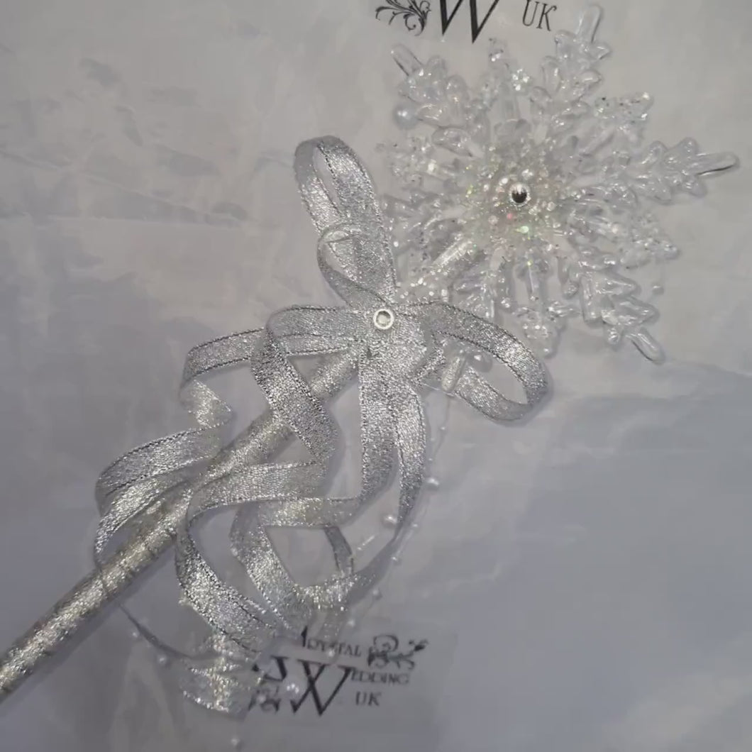 Snowflake wand, flower girl bridesmaid, Winter wedding by Crystal wedding uk
