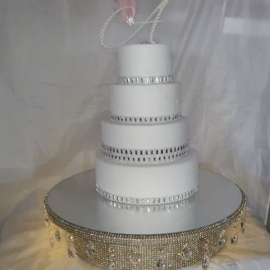 Wedding cake stand, glass Crystal rhinestone, droplet design+ LED lights, round or square all sizes. by Crystal wedding uk