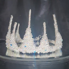 Load and play video in Gallery viewer, Crystal tiara crown,  Couture inspired, modern crystal tiara,  Ab crystal beads by Crystal wedding uk
