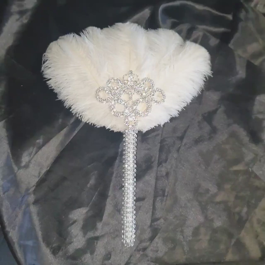 Bridesmaids Feather wand Fan, brooch bouquet,  Alternative  Bouquet by Crystal wedding uk