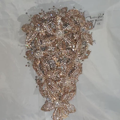 Luxury gold Diamante bouquet  Jewel rhinestone crystal wedding bouquet Crystal Bridal Bouquet, cascade Jewel bouquet by Crystal wedding uk