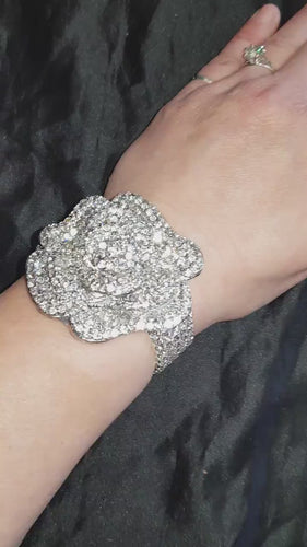 Wrist corsage ,Crystal Rose Wedding Cuff, bridesmaid Bracelet,  Rose gold by Crystal wedding uk