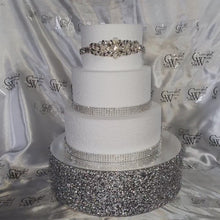 Load and play video in Gallery viewer, Silver Crystal ENCRUSTED wedding cake stand - round or square by Crystal wedding uk
