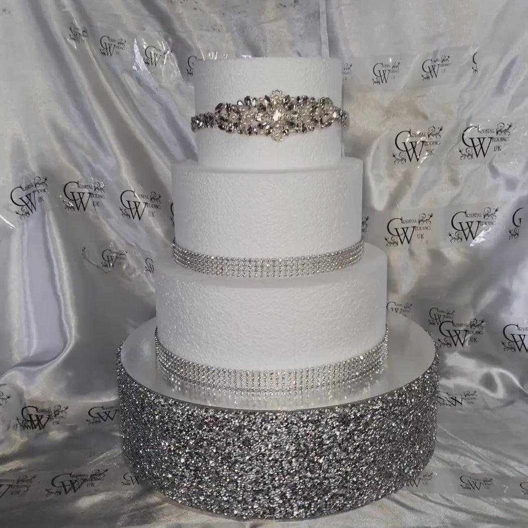 Silver Crystal ENCRUSTED wedding cake stand - round or square by Crystal wedding uk