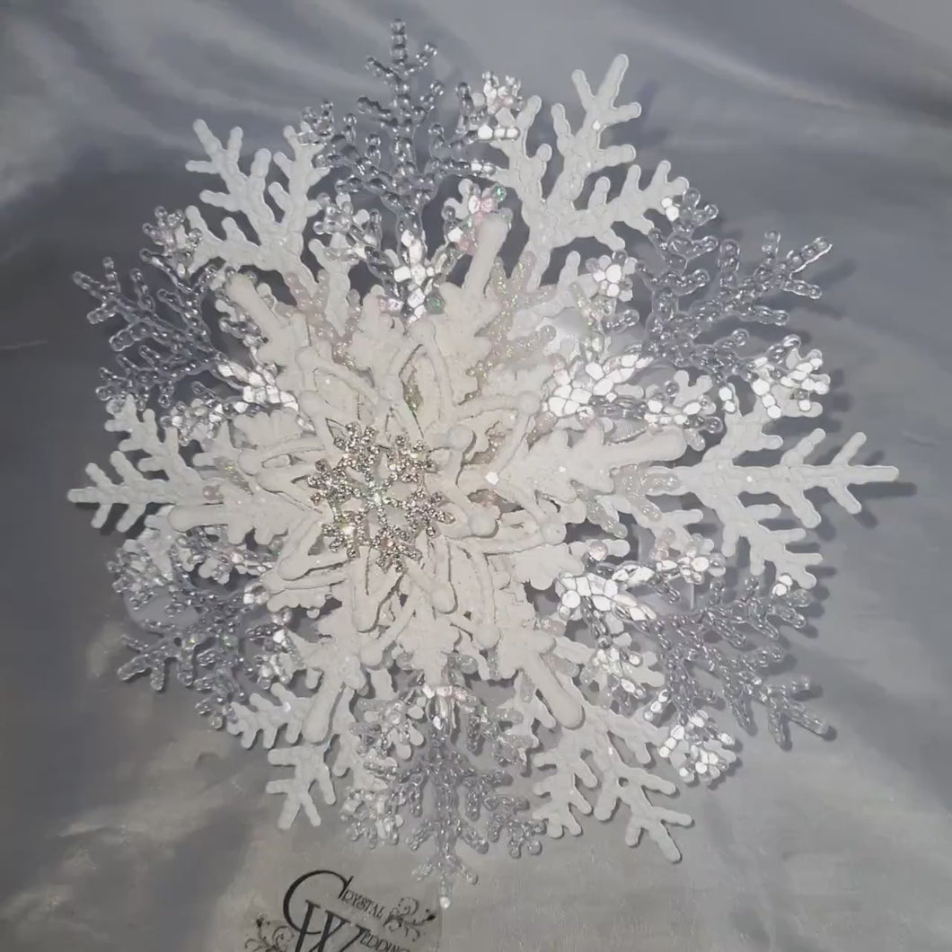 Snowflake bouquet for a Winter wedding bridesmaid by Crystal wedding uk
