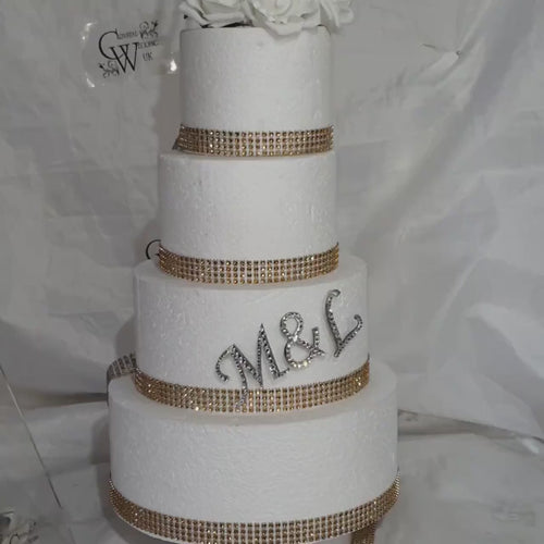 A to Z -  lettersSwarovski  element Rhinestone monigram Cake Topper decor, Wedding Initials, Silver cake topper,rhinestone cake decorations.