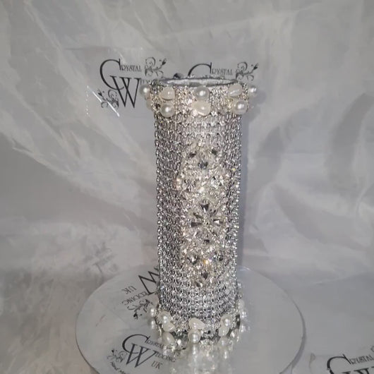 Bling Bouquet Holder, rhinestone crystal Diamonte holder, Rhinestone & pearl Wedding Bouquet Holder , Glam Bling Bouquet Holders
