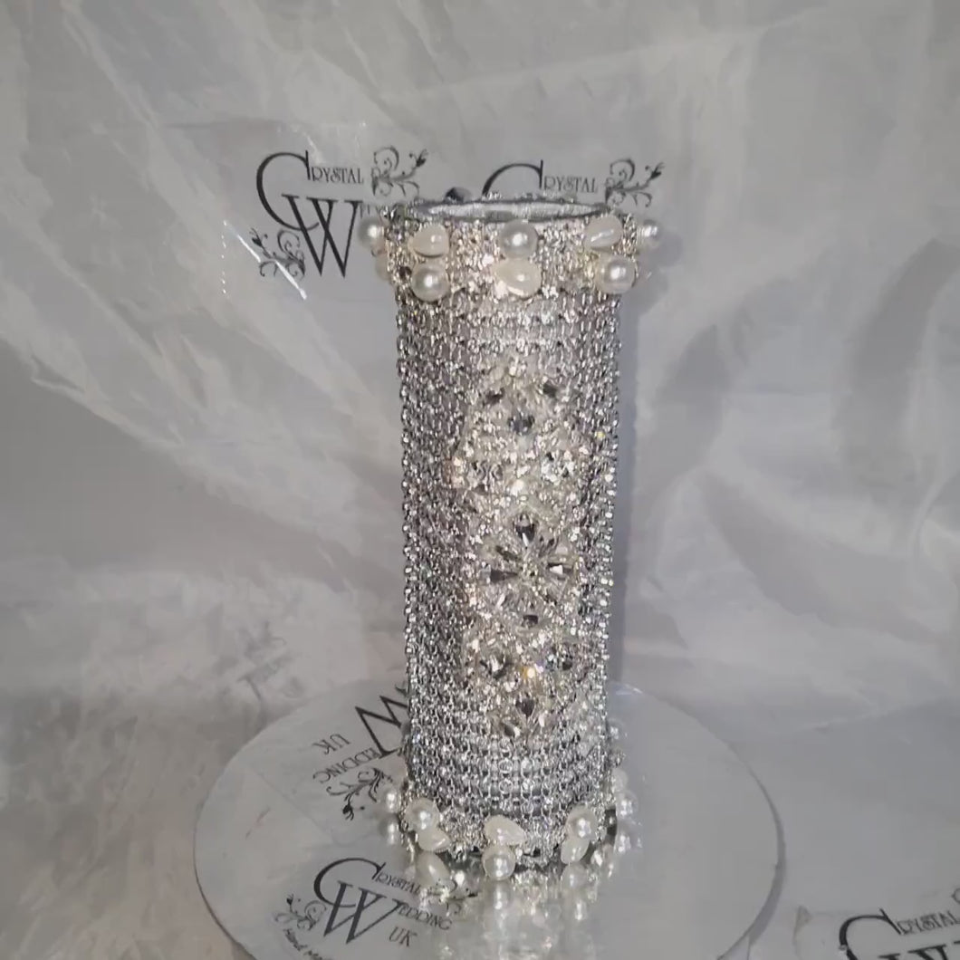 Bling Bouquet Holder, rhinestone crystal Diamonte holder, Rhinestone & pearl Wedding Bouquet Holder , Glam Bling Bouquet Holders