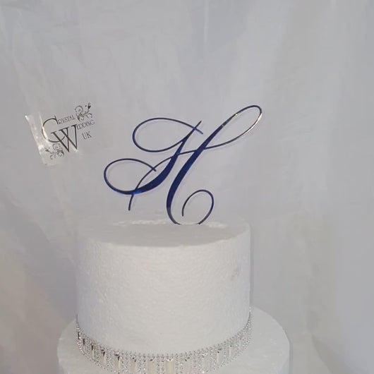 Initial Cake toppers 4'' [ Any Letter monogram custom cake topper [ letter cake topper [ rhinestone cake topper
