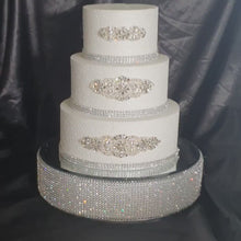 Load and play video in Gallery viewer, Rhinestone diamante  Crystal wedding cake stand,  dummy cake,  plate. by Crystal wedding uk
