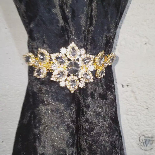 Crystal Tie Backs, Slim Curtains hold backs, magnetic holder . Custom made to order by Crystal wedding uk