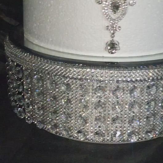Real crystal tiered stacked crystal cake stands and separators with led by Crystal wedding uk