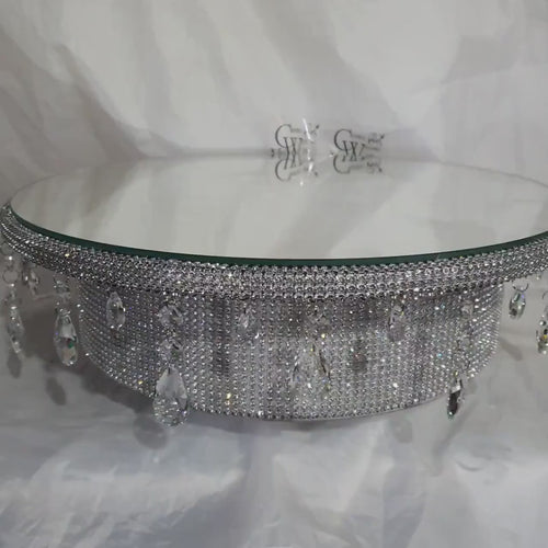 Wedding cake stand, glass Crystal rhinestone, droplet design+ LED lights, round or square all sizes. by Crystal wedding uk