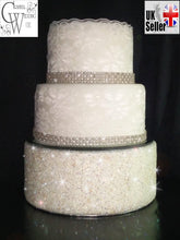 Load image into Gallery viewer, Crystal Diamante ENCRUSTED resin  crystal wedding cake stand - round or square by Crystal wedding uk
