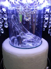 Load image into Gallery viewer, Glass  shoe slipper wedding  cake stand by Crystal wedding uk
