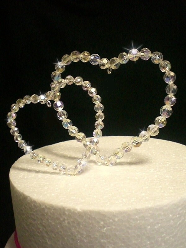 Crystal love heart cake topper by Crystal wedding uk
