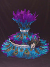 Load image into Gallery viewer, Peacock Feather &amp; diamante design wedding cake stand  1920&#39;s  Gatsby style  round/square  all sizes
