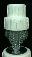 Load image into Gallery viewer, Crystal cake sepearator, diamante cake stand, chandelier wedding cake stand, faux-glass crystal plus led fairy lights by Crystal wedding uk
