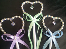 Load image into Gallery viewer, Flower girl wand, Crystal &amp; Pearl heart. by Crystal wedding uk
