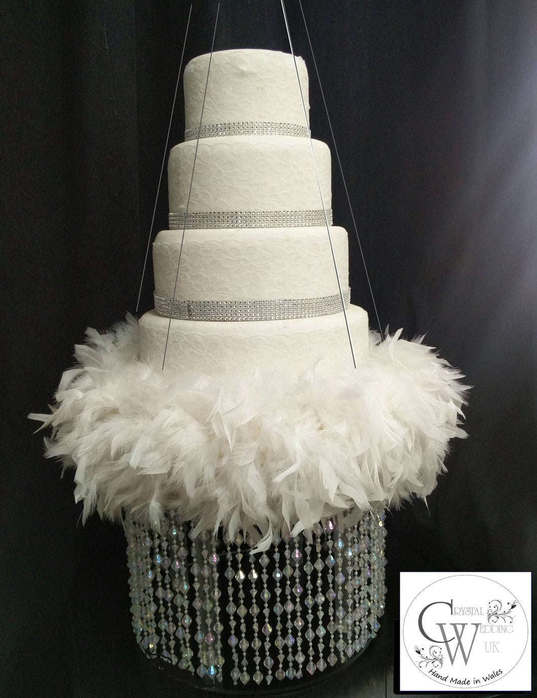 Feather cake swing  suspended Swing cake platform by Crystal wedding uk