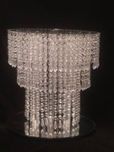 Load image into Gallery viewer, Wedding cake stand, Tiered style, real  crystal chandelier cake stand+ LED
