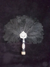 Load image into Gallery viewer, Ostrich Feather Fan. 16&quot; bouquet luxury  alternative  Bouquet  Great Gatsby wedding style -ANY COLOUR by Crystal wedding uk
