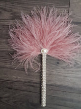 Load image into Gallery viewer, Ostrich PLUME Feather Fan flower girl bridesmaid wand  bouquet  Artificial  alternative  Bouquet  Great Gatsby wedding style -ANY COLOUR
