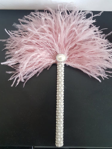 Ostrich PLUME Feather Fan flower girl bridesmaid wand  bouquet  Artificial  alternative  Bouquet  Great Gatsby wedding style -ANY COLOUR