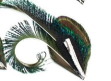 Load image into Gallery viewer, Peacock Sword Feather and small. Medium Large , hair fascinator. Buttonhole Boutonniere Wedding
