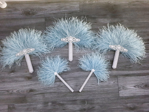 Ostrich PLUME Feather Fan   bouquet luxury  alternative  Bouquet  Great Gatsby wedding style -ANY COLOUR  Artificial bouquet